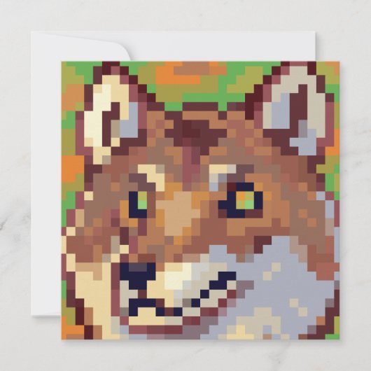 Wolf pixelart, Pixel Art  Feestdagenkaart (Voorkant)