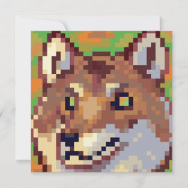 Wolf pixelart, Pixel Art  Feestdagenkaart