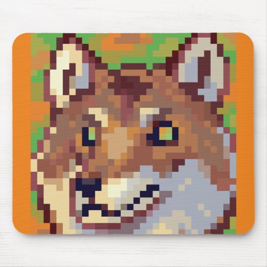 Wolf pixelart, Pixel Art  Muismat (Voorkant)