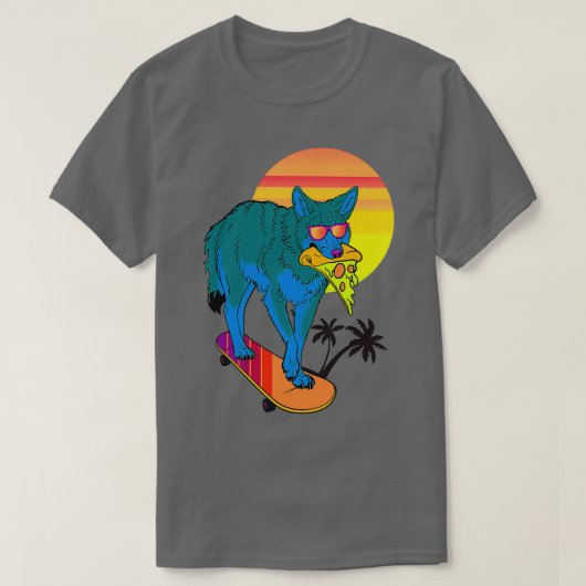 Wolf Pizza en Skateboarden T-shirt (Design voorkant)