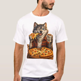 Wolf Pizza Koffie Grappige Vintage Cartoon T-shirt