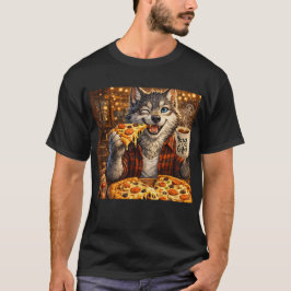 Wolf Pizza Koffie Grappige Vintage Cartoon T-shirt