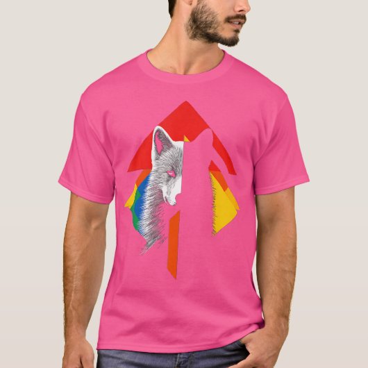 Wolf Polygon Kleurrijke Kunst Dier Liefde Abstract T-shirt (Voorkant)