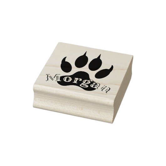 Wolf Pootafdruk met Naam Monogram Handtekening Ste Rubberstempel (Stempel)