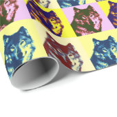 Wolf Pop Art Cadeaupapier (Rol Hoek)