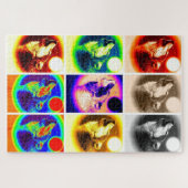 Wolf Pop Art Freedom Blue Night Fullmoon Legpuzzel (Horizontaal)