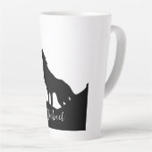 Wolf Pop Art Jouw naam Custom Zwart Wit Latte Mok (Rechterhoek)