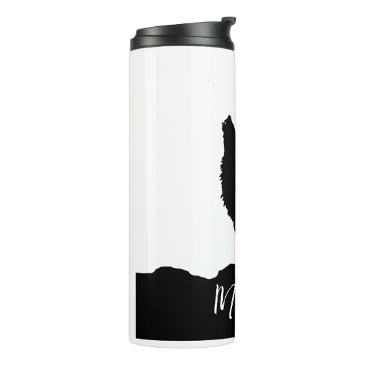 Wolf Pop Art Jouw naam Custom Zwart Wit Thermosbeker (Gedraaid links)