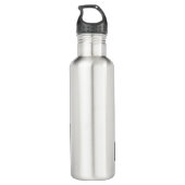 Wolf Pop Art Jouw naam Custom Zwart Wit Waterfles (Achterkant)