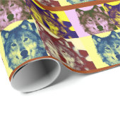 Wolf Pop Art Kerstcadeau inpakpapier (Rol Hoek)