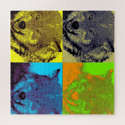 Wolf Pop Art - Wilde dieren Kunst Legpuzzel (Horizontaal)
