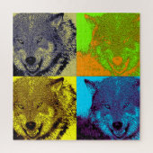 Wolf Pop Art - Wilde dieren Kunst Legpuzzel (Verticaal)
