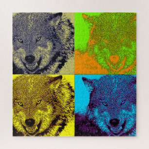Wolf Pop Art - Wilde dieren Kunst Legpuzzel