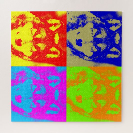 Wolf Pop Art - Wilde dieren Kunst Legpuzzel (Horizontaal)