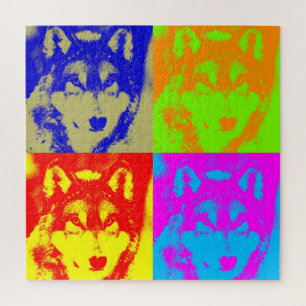 Wolf Pop Art - Wilde dieren Kunst Legpuzzel
