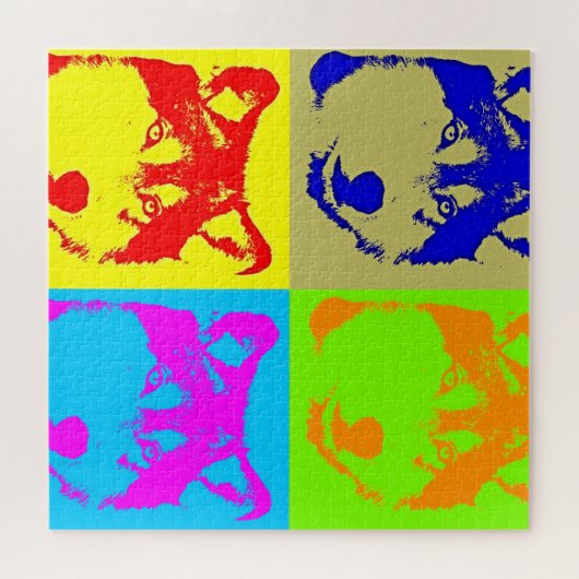 Wolf Pop Art - Wilde dieren Kunst Legpuzzel (Horizontaal)