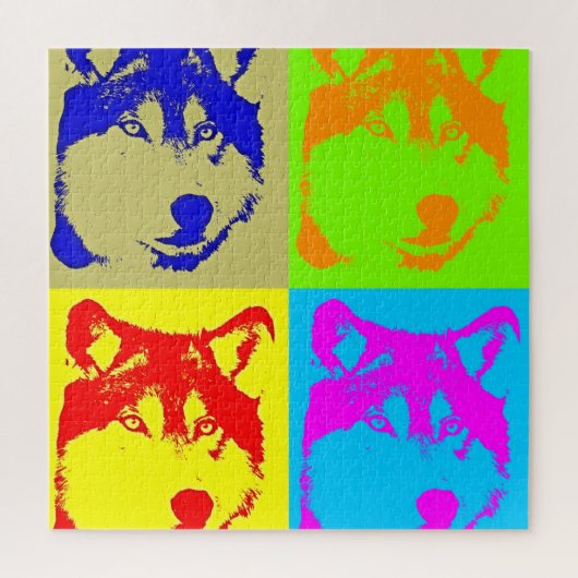 Wolf Pop Art - Wilde dieren Kunst Legpuzzel (Verticaal)