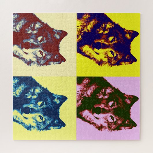 Wolf Pop Art - Wilde dieren Kunst Legpuzzel (Horizontaal)
