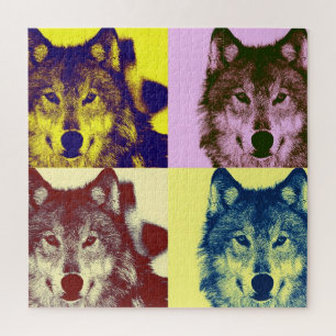 Wolf Pop Art - Wilde dieren Kunst Legpuzzel
