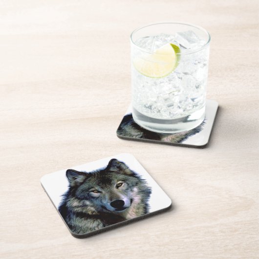 Wolf Portrait Bier Onderzetter (Rechterzijde)