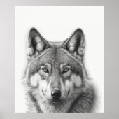 Wolf Portrait Black white Poster (Voorkant)