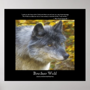 Wolf Portrait en Wolf Poem Wildlife Art Poster