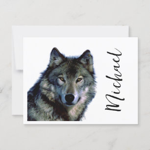 Wolf Portrait Jouw naam Custom Handschrift Briefkaart