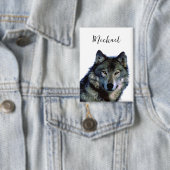 Wolf Portrait Jouw naam Custom Handschrift Button (Insitu)
