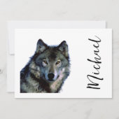 Wolf Portrait Jouw naam Custom Handschrift Feestdagenkaart (Voorkant)
