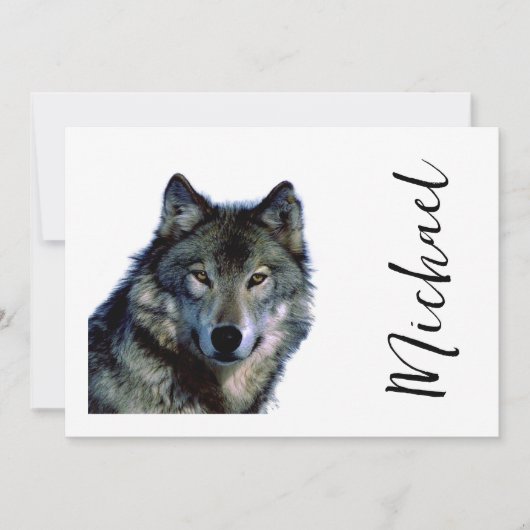 Wolf Portrait Jouw naam Custom Handschrift Feestdagenkaart (Voorkant)