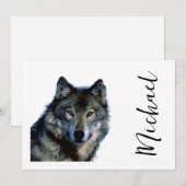 Wolf Portrait Jouw naam Custom Handschrift Feestdagenkaart (Voorkant / Achterkant)