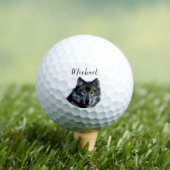 Wolf Portrait Jouw naam Custom Handschrift Golfballen (Insitu Shirt)