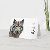 Wolf Portrait Jouw naam Custom Handschrift Kaart (Voorkant)
