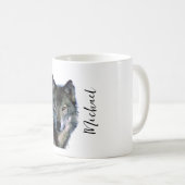 Wolf Portrait Jouw naam Custom Handschrift Koffiemok (Voorkant rechts)