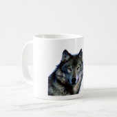 Wolf Portrait Jouw naam Custom Handschrift Koffiemok (Voorkant links)
