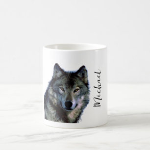 Wolf Portrait Jouw naam Custom Handschrift Koffiemok