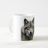 Wolf Portrait Jouw naam Custom Handschrift Koffiemok (Voorkant links)