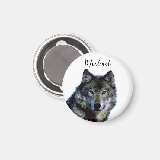 Wolf Portrait Jouw naam Custom Handschrift Magneet (Voorkant / Achterkant)