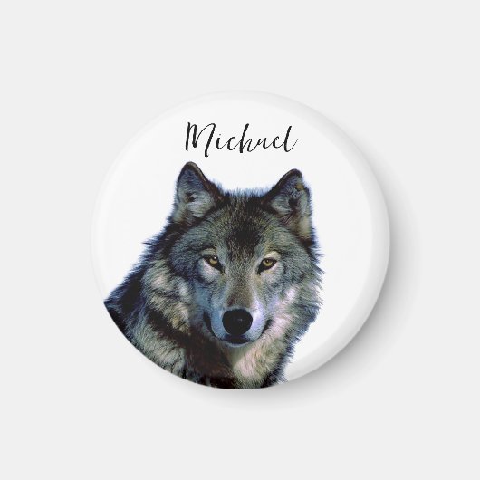 Wolf Portrait Jouw naam Custom Handschrift Magneet (Voorkant)