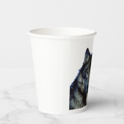 Wolf Portrait Jouw naam Custom Handschrift Papieren Bekers (Rechts)