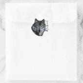 Wolf Portrait Jouw naam Custom Handschrift Ronde Sticker (Tas)