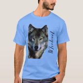 Wolf Portrait Jouw naam Custom Handschrift T-shirt (Voorkant)