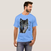 Wolf Portrait Jouw naam Custom Handschrift T-shirt (Voorkant volledig)