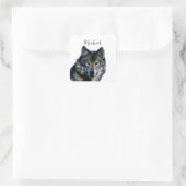 Wolf Portrait Jouw naam Custom Handschrift Vierkante Sticker (Tas)