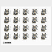 Wolf Portrait Jouw naam Custom Handschrift Vierkante Sticker (Vel)