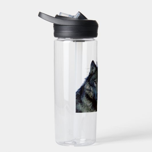 Wolf Portrait Jouw naam Custom Handschrift Waterfles (Rechts)