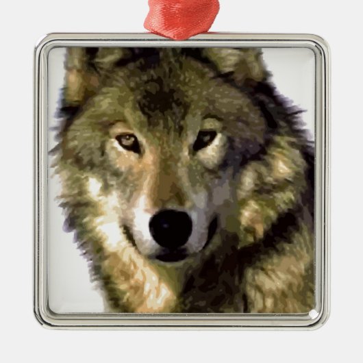 Wolf Portrait Metalen Ornament (Voorkant)