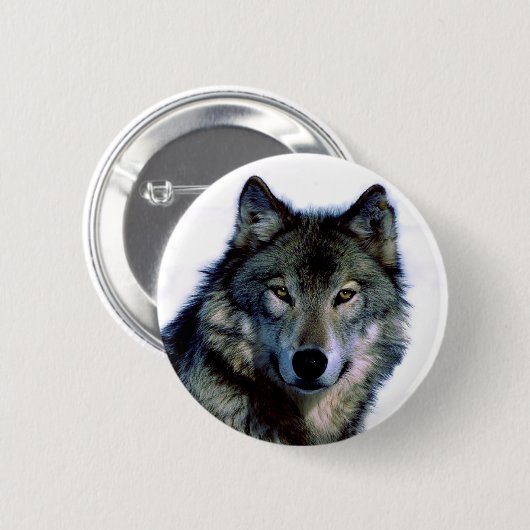 Wolf Portrait Ronde Button 5,7 Cm (Voorkant /achterkant)