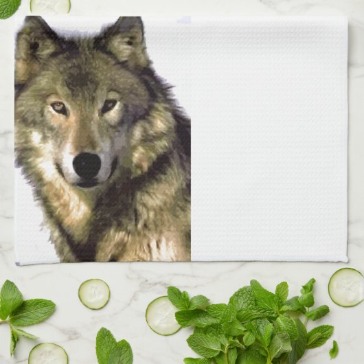 Wolf Portrait Theedoek (Gevouwen)