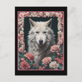 Wolf portrait with flowers briefkaart (Voorkant)